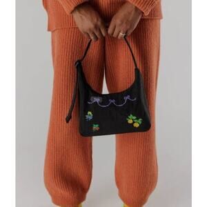 BAGGU Cross Stitch Medium Nylon Hobo Shoulder Bag Cherries Trendy TikTok Viral